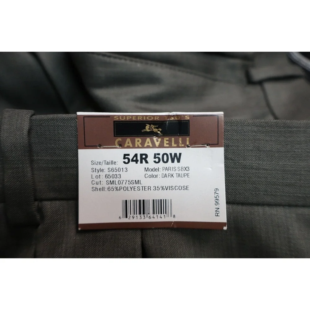 Mens Caravelli Super 150s Dress‎ Pants Pleated Dark Taupe Gray Size 50 x UFN New